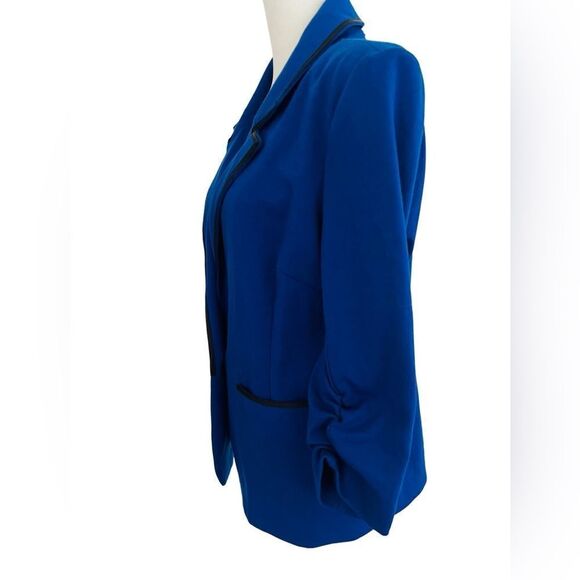 Laundry by Shelli Segal royal blue/ black trim Ponte knit blazer size 12. - Picture 5 of 8